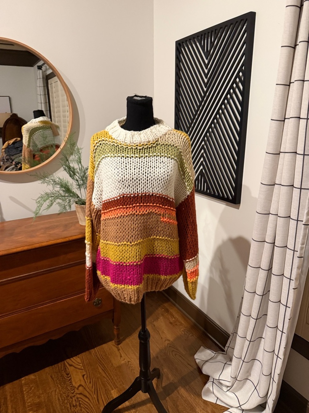 Listicle multicolor crewneck sweater medium
